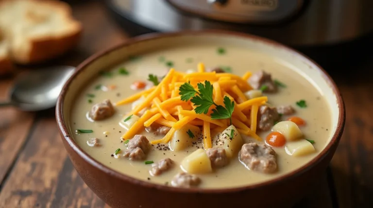Crockpot Creamy Potato and Hamburger Soup